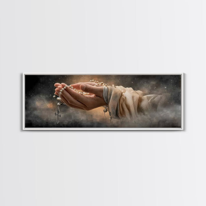 Graceful Prayer Bloom – Framed Canvas Print – Christian Art – Christian Wall Art – Panoramic Print – Christian Painting – Christmas Wall Ar