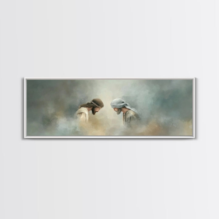 Humble Devotion – Framed Canvas Print – Panoramic Art – Christian Wall Art – Jesus Painting – Christian Art Canvas – Christian Gift