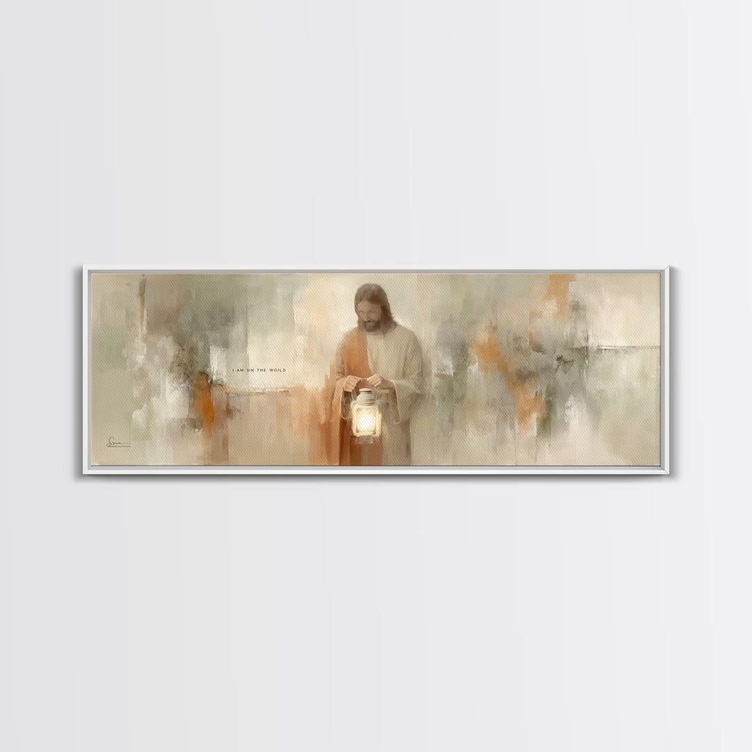 Light Of Mercy, Framed Canvas Print, Christian Art Canvas, Jesus Painting, Panoramic Print, Christian Wall Art, Christmas Art