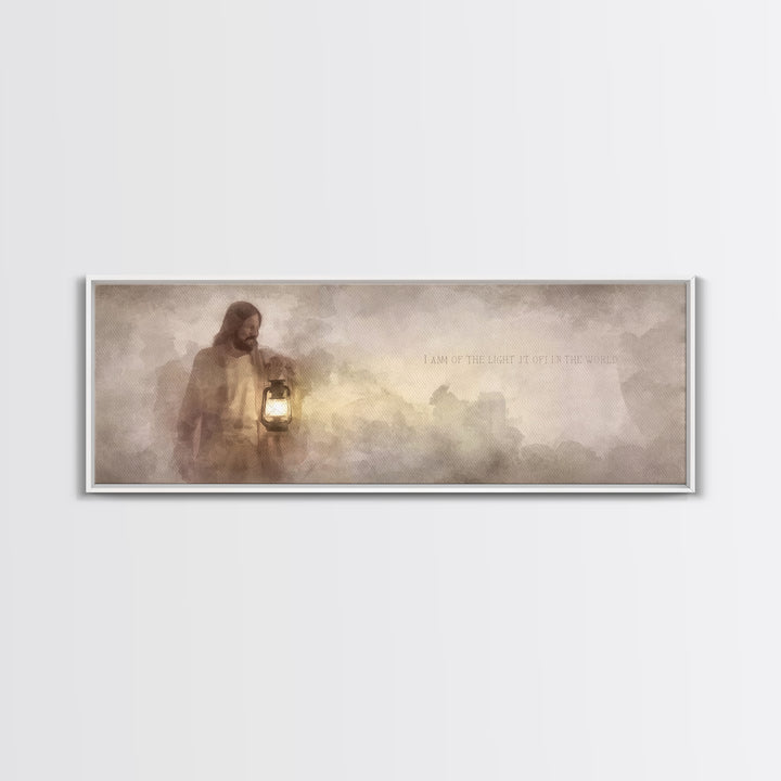Guiding In Stillness – Framed Canvas Print – Christian Wall Art – Jesus Art Canvas – Panoramic Painting – Christian Decor – Christian Gift