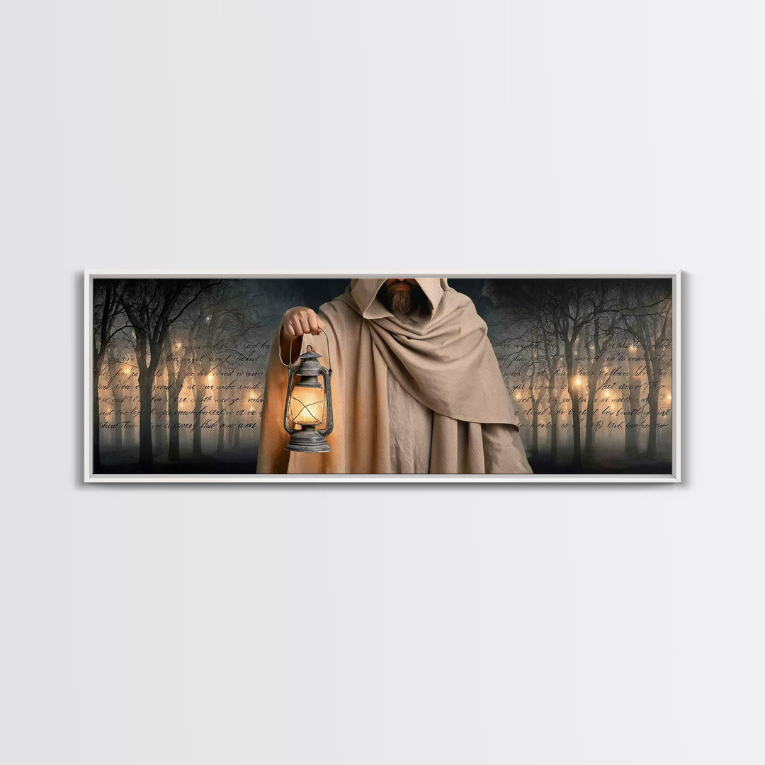 Radiant Shepherd | Framed Canvas Print | Jesus Canvas Art | Panoramic Art | Christian Wall Art | Christian Art Painting | Christian Decor