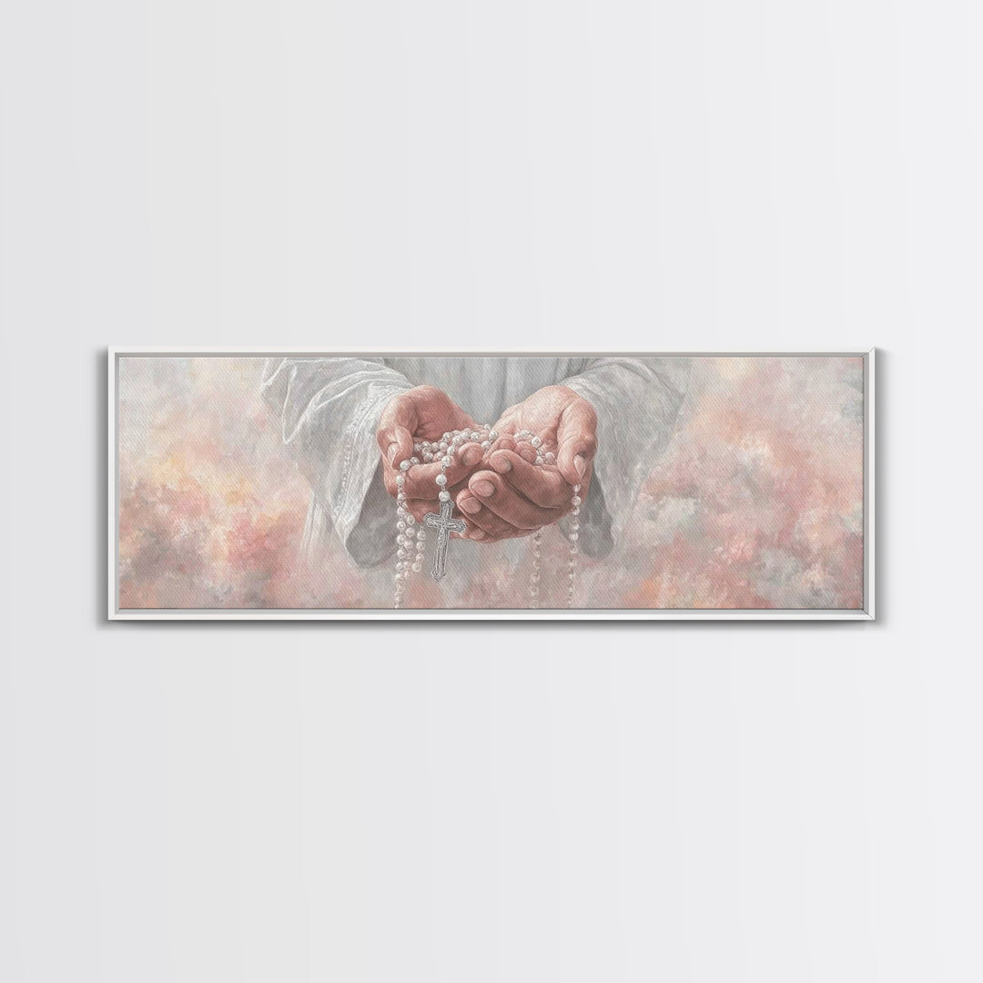 Mercy In Offering | Framed Canvas Print | Christian Wall Art | Christian Art Canvas | Panoramic Wall Art | Jesus Painting | Christmas Art