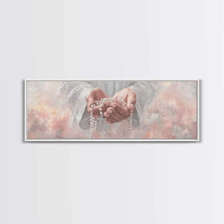 Mercy In Offering | Framed Canvas Print | Christian Wall Art | Christian Art Canvas | Panoramic Wall Art | Jesus Painting | Christmas Art