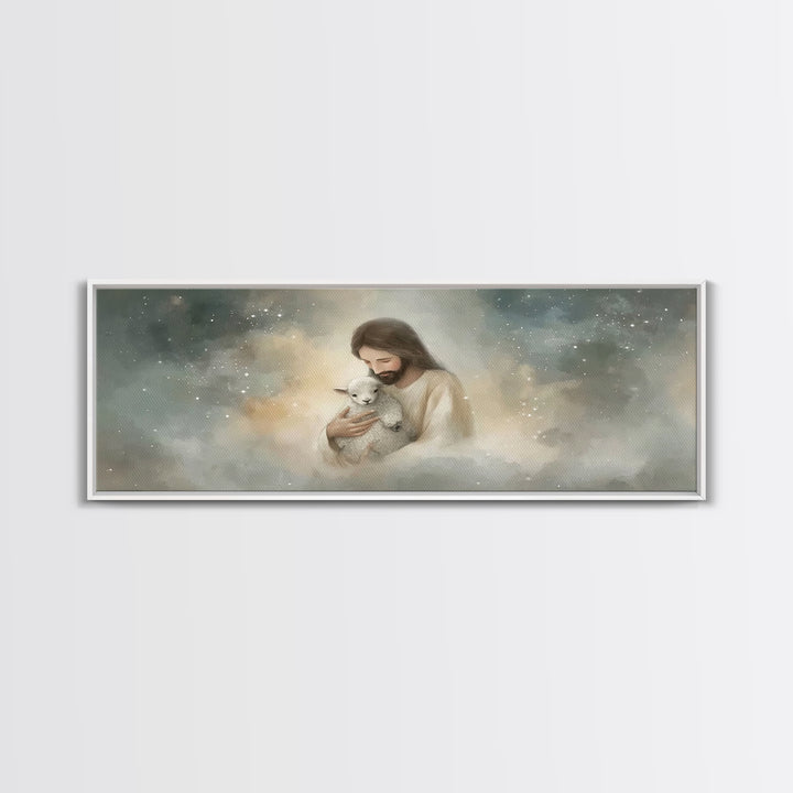 Stars Of His Mercy – Framed Canvas Print – Panoramic Wall Art – Jesus Canvas Art – Christian Art Painting – Christian Gift Ideas – Modern C