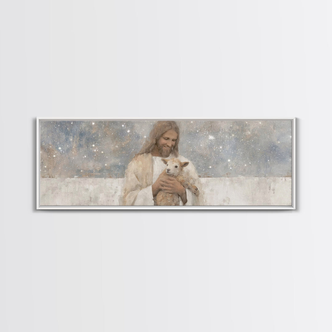 Cosmic Shepherd Light – Framed Canvas Print – Panoramic Art – Christian Art Canvas – Jesus Painting – Christian Wall Art – Subtle Christian