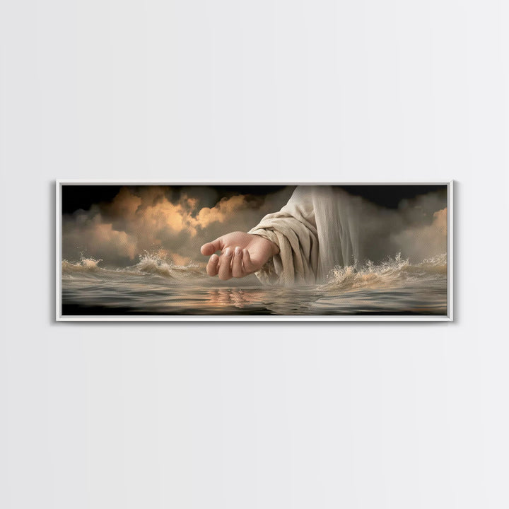 Tender Star Embrace, Framed Canvas Print, Panoramic Wall Art, Jesus Painting, Christian Art Canvas, Modern Christian Art, Christian Gift Id