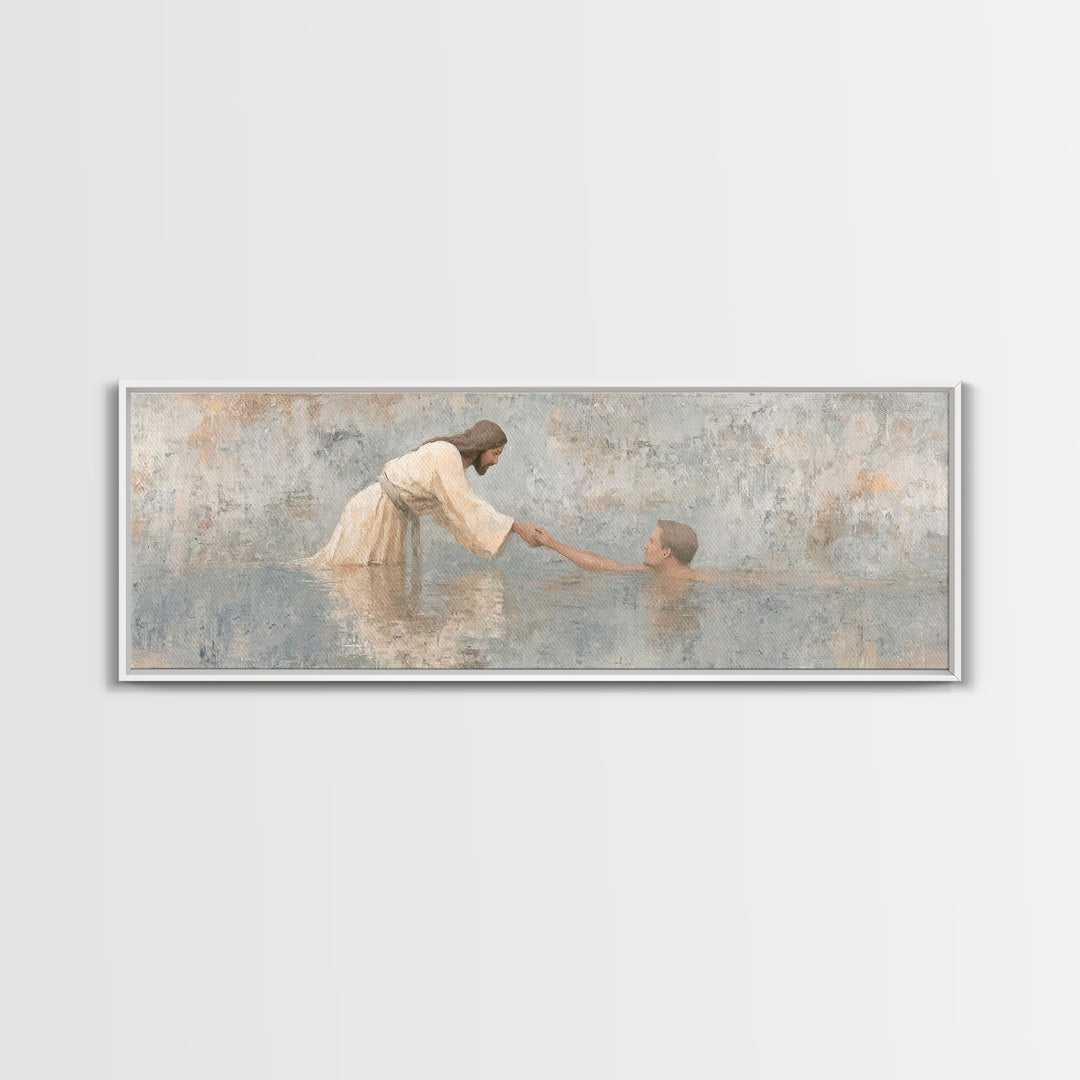 Guiding Hand – Framed Canvas Print – Jesus Painting – Christian Wall Art – Panoramic Painting – Christian Art Canvas – Christian Gift
