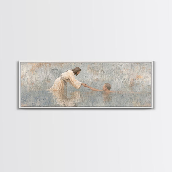 Guiding Hand – Framed Canvas Print – Jesus Painting – Christian Wall Art – Panoramic Painting – Christian Art Canvas – Christian Gift