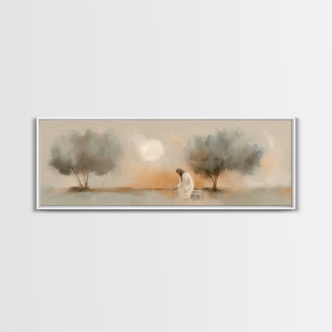 Garden of Mercy – Framed Canvas Print – Panoramic Wall Art – Christian Art Canvas – Jesus Painting – Christian Wall Art – Christian Decor
