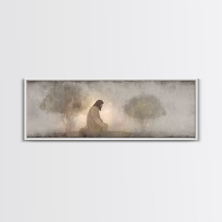 Sacred Vigil | Framed Canvas Print | Christian Art Canvas | Panoramic Art | Christian Wall Art | Jesus Painting | Christian Gift Ideas