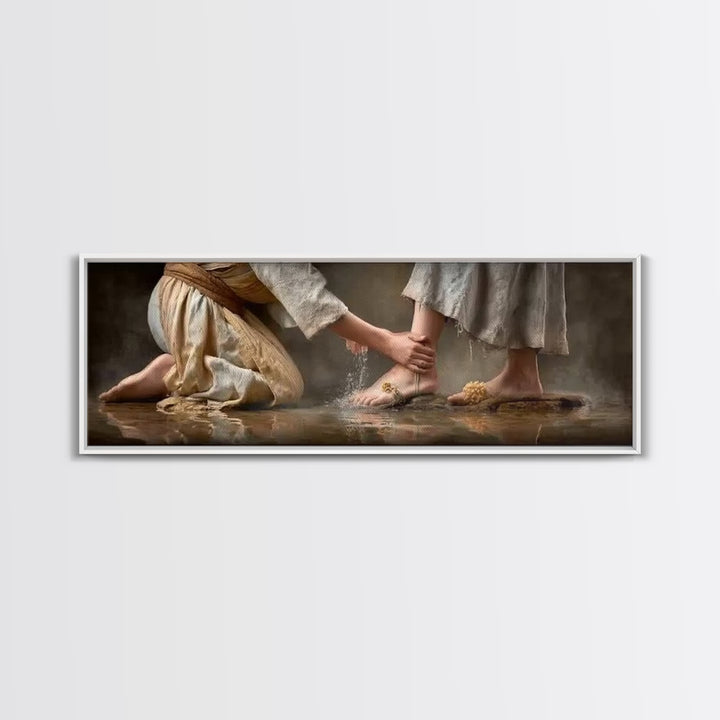 Servant’s Devotion | Framed Canvas Print | Christian Art Canvas | Christian Wall Art | Panoramic Art | Christian Painting | Jesus Painting
