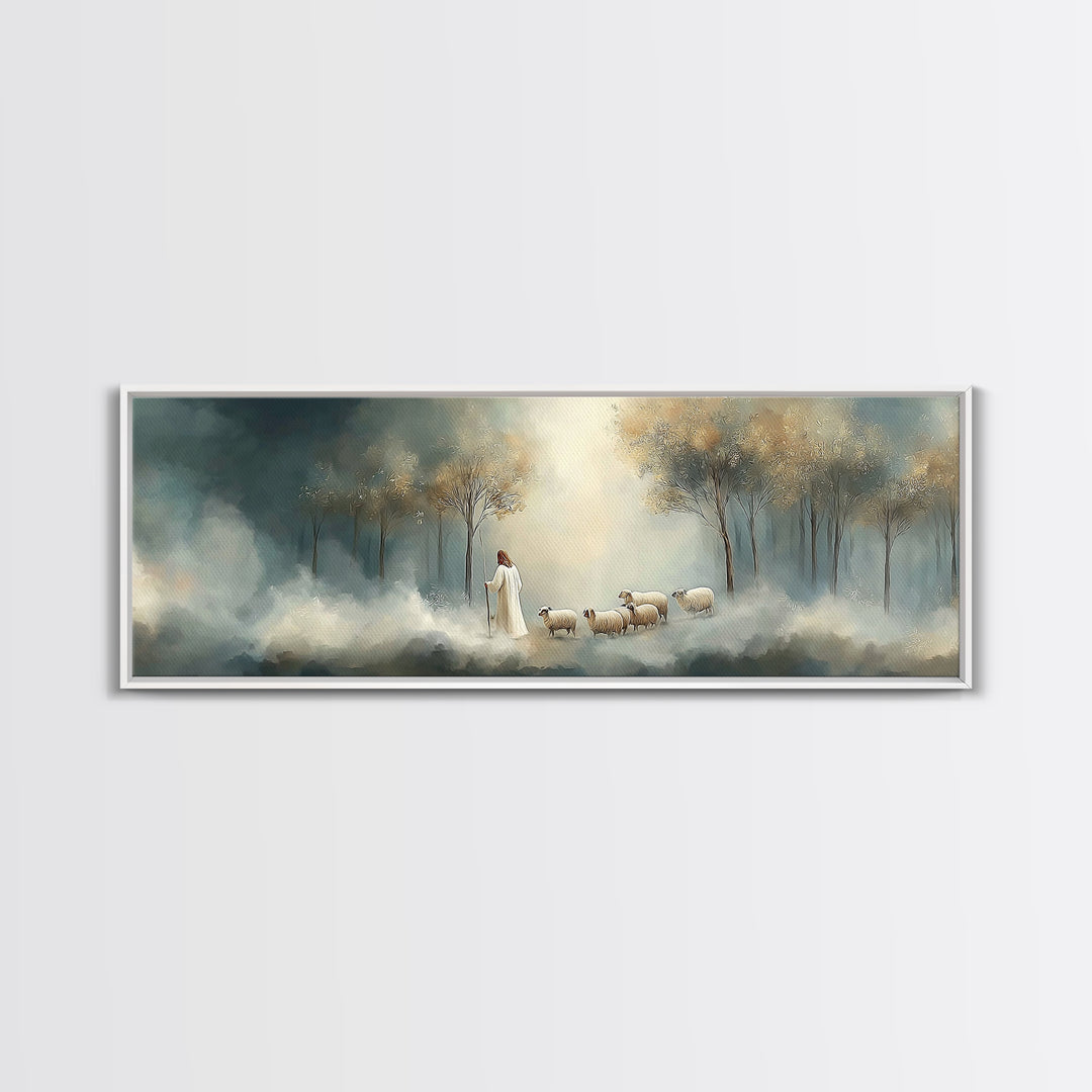 Light Of Mercy | Framed Canvas Print | Panoramic Wall Art | Christian Art Print | Jesus Painting | Christian Christmas Art | Modern Christi
