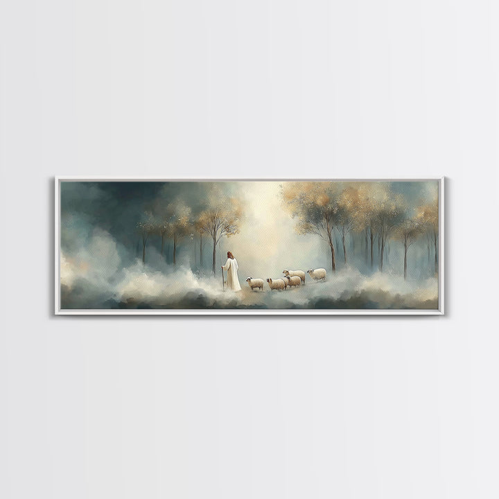 Light Of Mercy | Framed Canvas Print | Panoramic Wall Art | Christian Art Print | Jesus Painting | Christian Christmas Art | Modern Christi