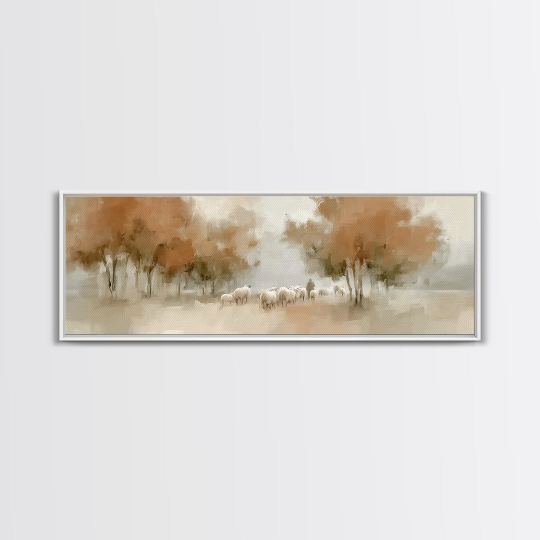 Autumn Grace Trail, Framed Canvas Print, Panoramic Painting, Christian Wall Art, Jesus Canvas Art, Vintage Christian Art, Christmas Wall Ar