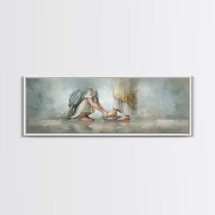 Humble Offering Light, Framed Canvas Print, Christian Wall Art, Christian Art Canvas, Panoramic Print, Jesus Painting, Christian Painting
