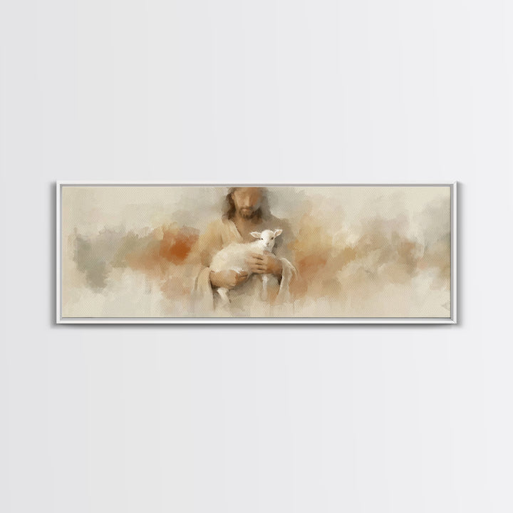 Gentle Arms Of Peace – Framed Canvas Print – Panoramic Art – Christian Wall Art – Jesus Painting – Christian Art Canvas – Christmas Art