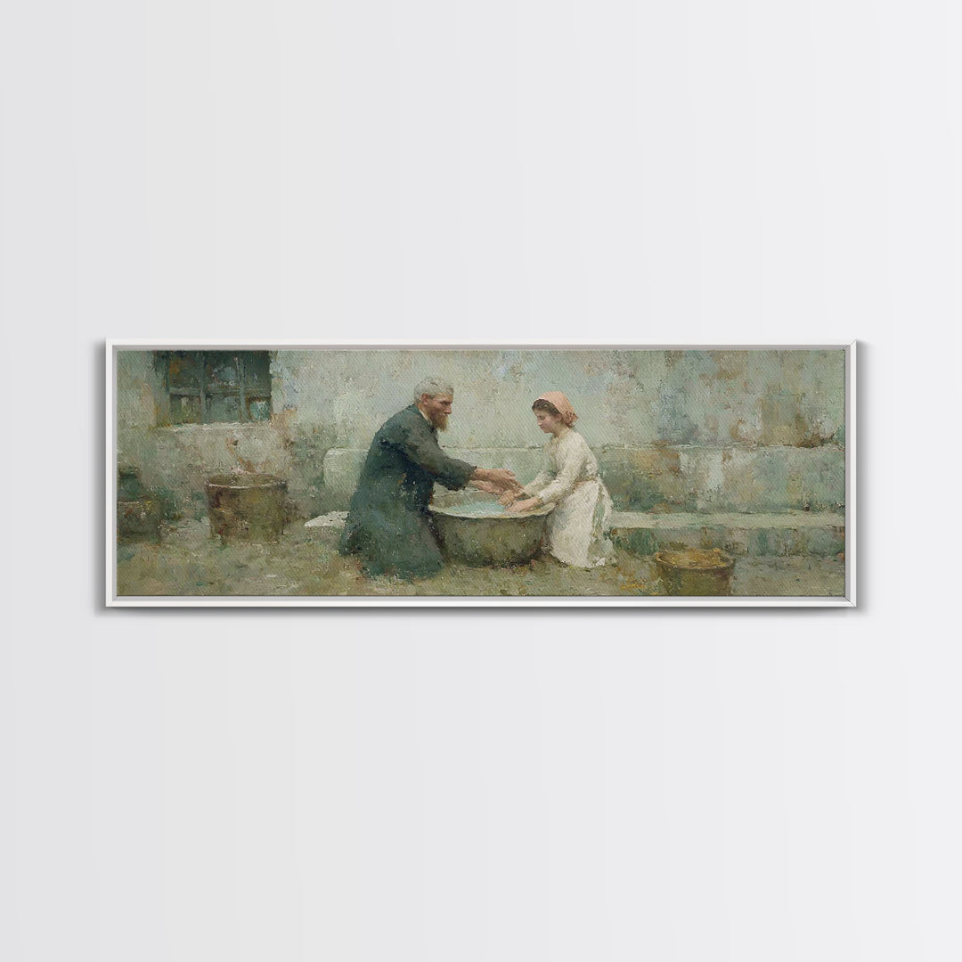 Quiet Acts Of Mercy – Framed Canvas Print – Christian Art – Christian Wall Art – Panoramic Frame – Christian Painting – Jesus Art Print