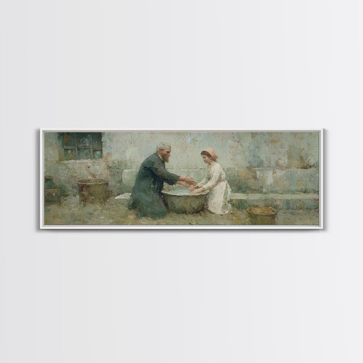 Quiet Acts Of Mercy – Framed Canvas Print – Christian Art – Christian Wall Art – Panoramic Frame – Christian Painting – Jesus Art Print