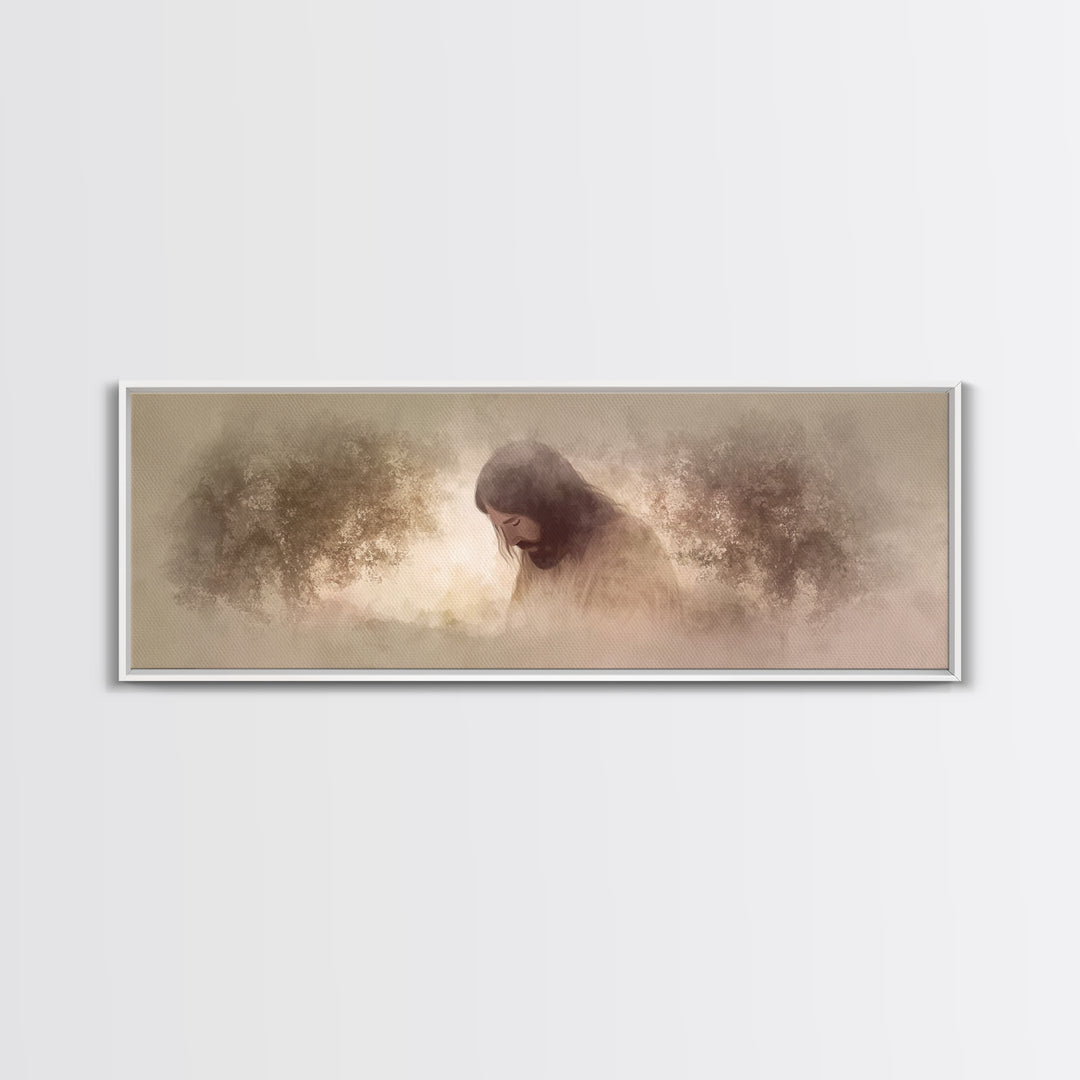 Garden Of Mercy – Framed Canvas Print – Panoramic Art – Christian Wall Art – Jesus Painting – Christian Art Canvas – Christmas Art