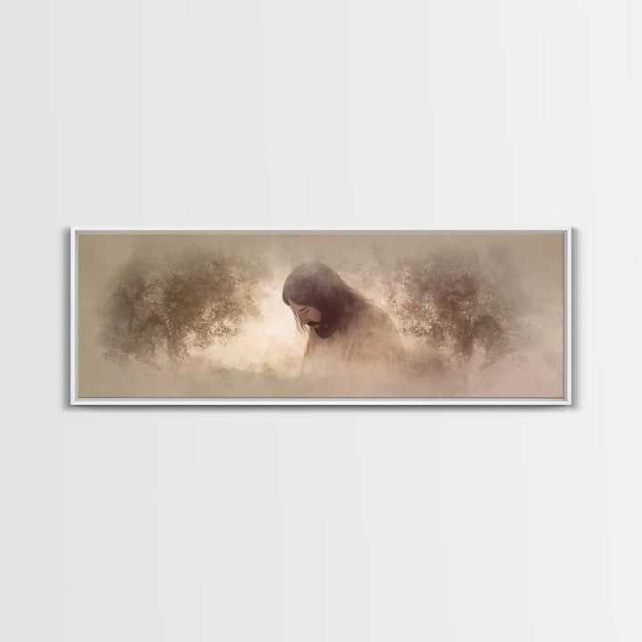 Garden Of Mercy – Framed Canvas Print – Panoramic Art – Christian Wall Art – Jesus Painting – Christian Art Canvas – Christmas Art