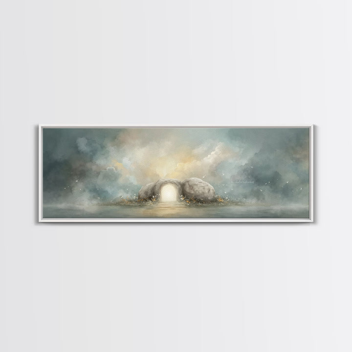 Dawn Of Hope – Framed Canvas Print – Extra Wide Art – Christian Art Canvas – Christian Painting – Christmas Art – Jesus Painting
