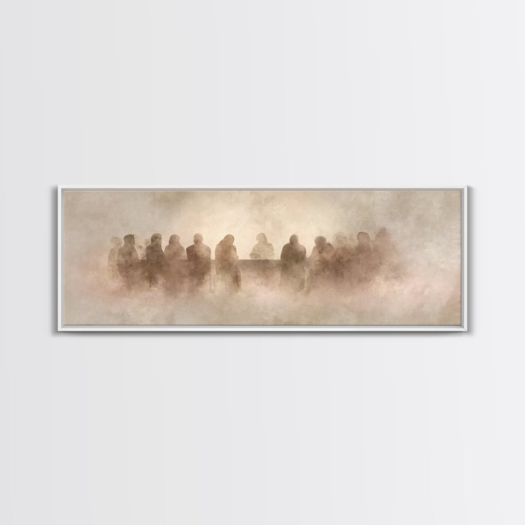 Last Supper Shadows – Framed Canvas Print – Panoramic Painting – Christian Art Canvas – Christian Wall Art – Christian Decor – Christmas Ar