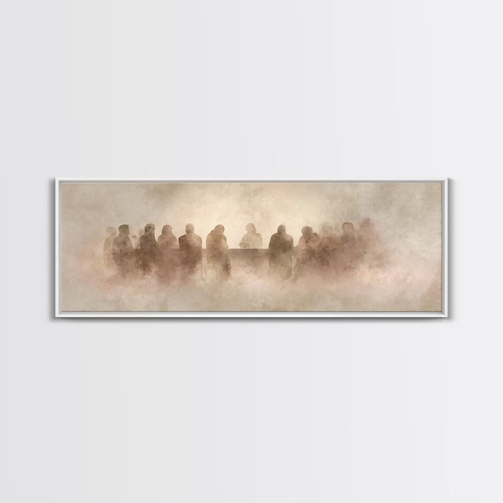 Last Supper Shadows – Framed Canvas Print – Panoramic Painting – Christian Art Canvas – Christian Wall Art – Christian Decor – Christmas Ar