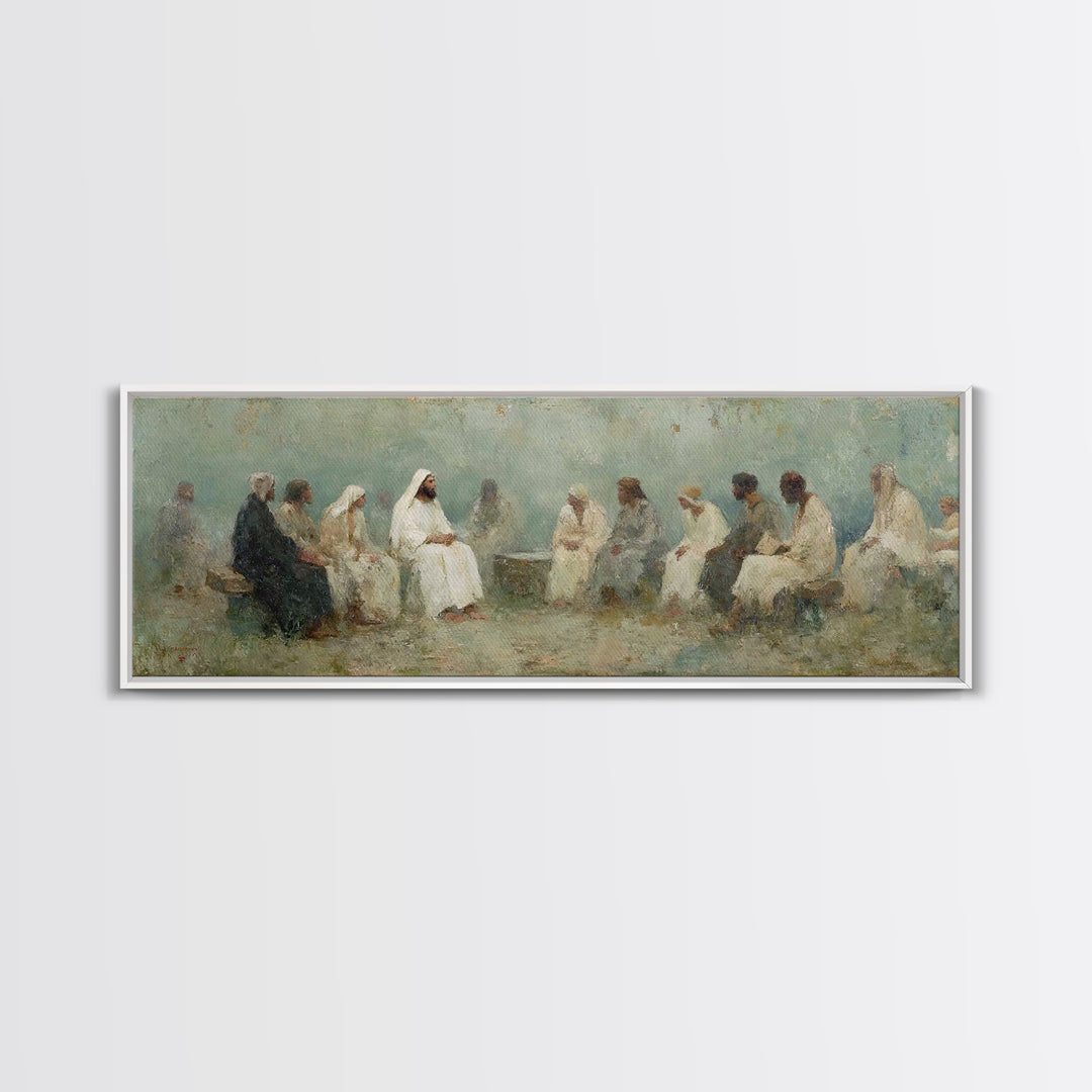 Circle Of Wisdom, Framed Canvas Print, Panoramic Art, Christian Wall Art, Jesus Painting, Christian Art Canvas, Christian Painting