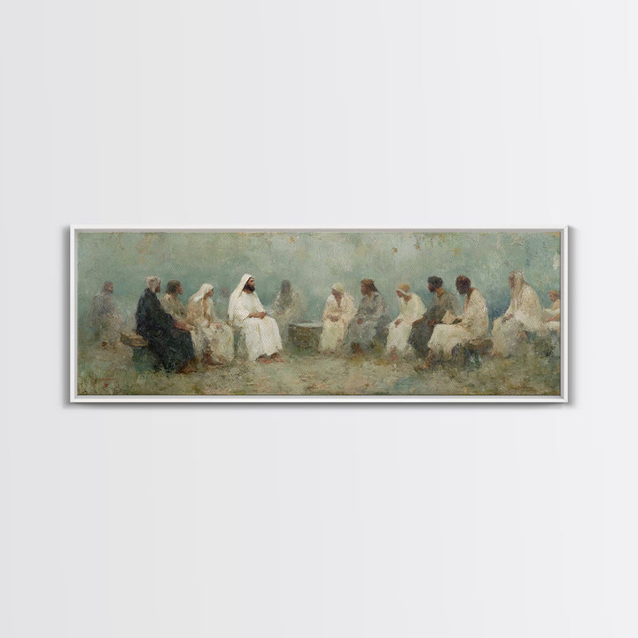 Circle Of Wisdom, Framed Canvas Print, Panoramic Art, Christian Wall Art, Jesus Painting, Christian Art Canvas, Christian Painting