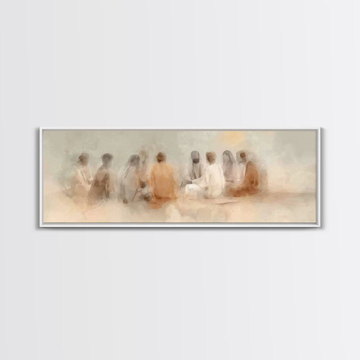 Gathered In Light – Framed Canvas Print – Panoramic Painting – Christian Art Canvas – Jesus Art Print – Christian Wall Art – Christian Deco