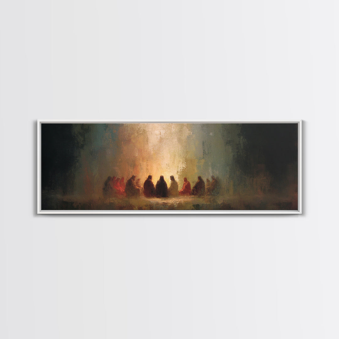 Upper Room Glow | Framed Canvas Print | Panoramic Wall Art | Christian Paintings | Jesus Canvas Art | Christian Art Work | Modern Christian