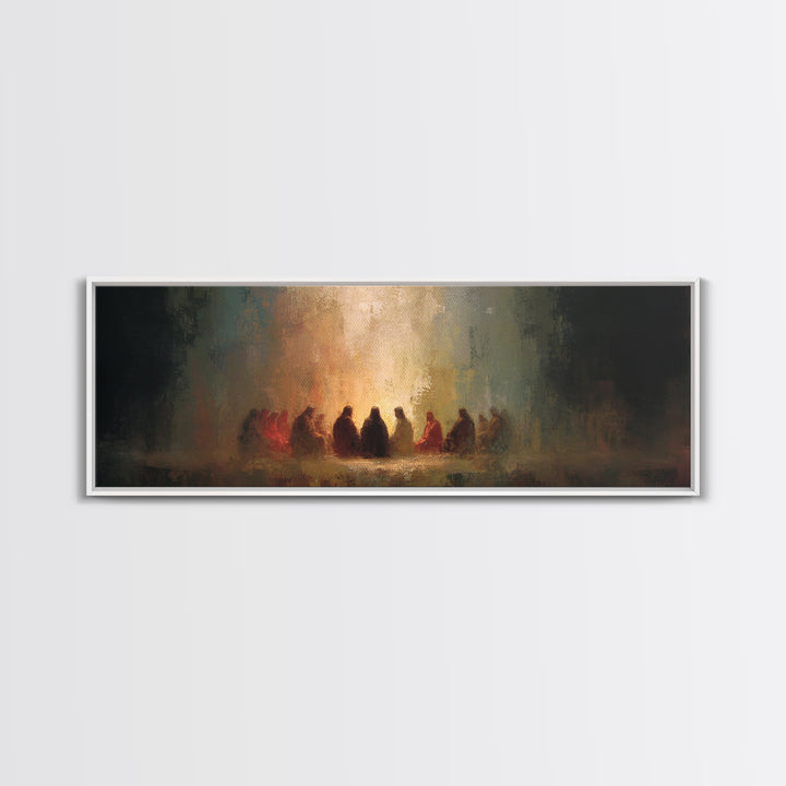 Upper Room Glow | Framed Canvas Print | Panoramic Wall Art | Christian Paintings | Jesus Canvas Art | Christian Art Work | Modern Christian