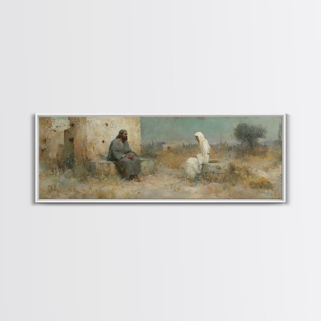 Desert Well Grace - Framed Canvas Print - Christian Wall Art - Jesus Painting - Panoramic Art - Christian Decor - Christian Art Canvas