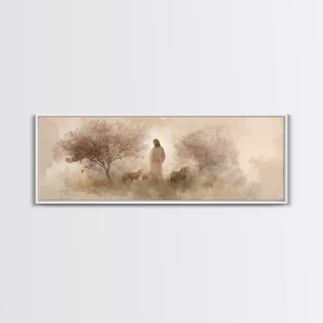 Blossoms Of Peace – Framed Canvas Print – Panoramic Print – Christian Art Canvas – Christian Wall Art – Jesus Painting – Christian Gift