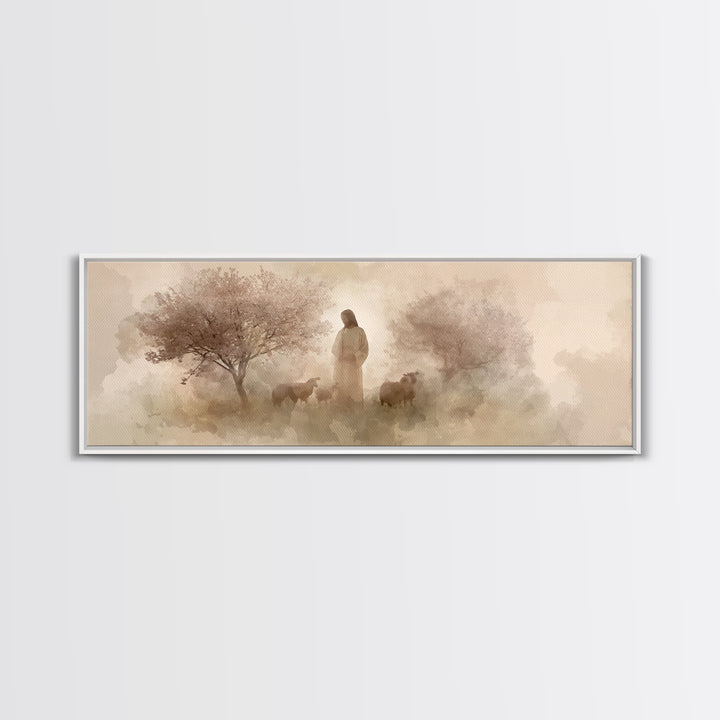 Blossoms Of Peace – Framed Canvas Print – Panoramic Print – Christian Art Canvas – Christian Wall Art – Jesus Painting – Christian Gift