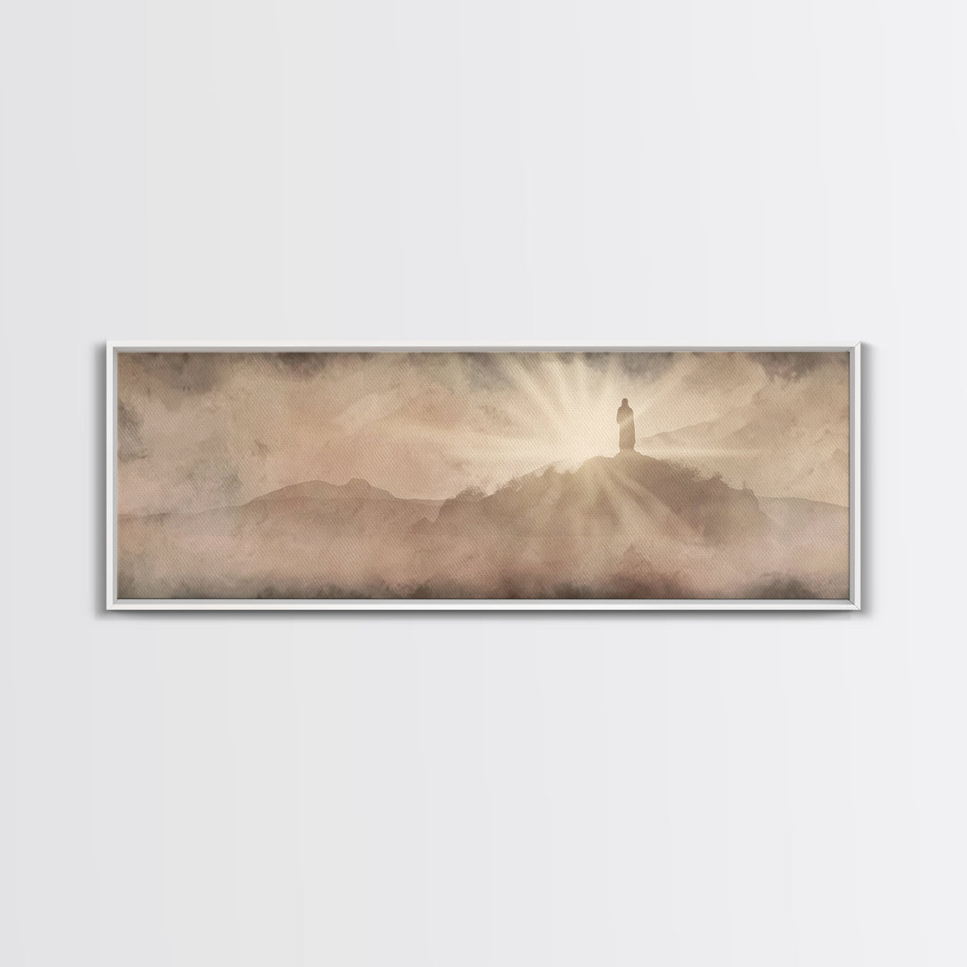 Ascension Glory – Framed Canvas Print – Christian Wall Art – Jesus Painting – Panoramic Art – Christian Art Canvas – Christian Christmas De