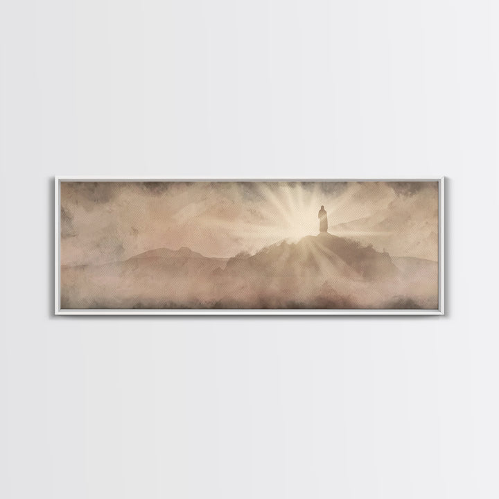 Ascension Glory – Framed Canvas Print – Christian Wall Art – Jesus Painting – Panoramic Art – Christian Art Canvas – Christian Christmas De