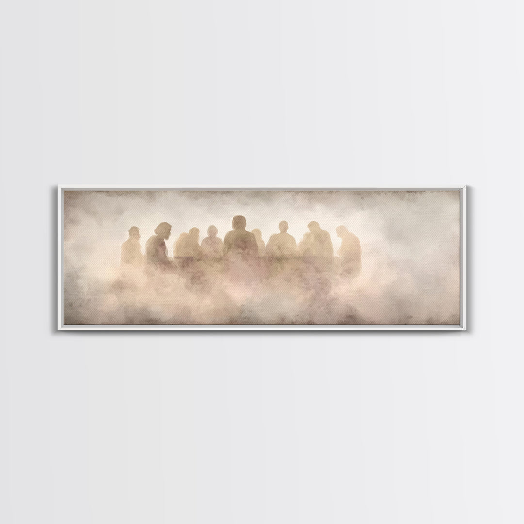 Upper Room Silence, Framed Canvas Print, Christian Wall Art, Panoramic Frame, Christian Art Canvas, Jesus Painting, Large Christian Paintin