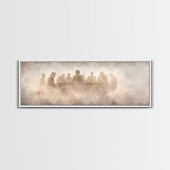 Upper Room Silence, Framed Canvas Print, Christian Wall Art, Panoramic Frame, Christian Art Canvas, Jesus Painting, Large Christian Paintin