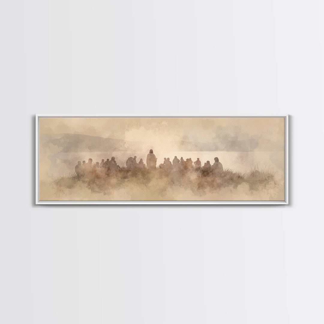 Quiet Hillside Grace | Framed Canvas Print | Christian Art | Panoramic Wall Art | Jesus Canvas Art | Christian Paintings | Christmas Art