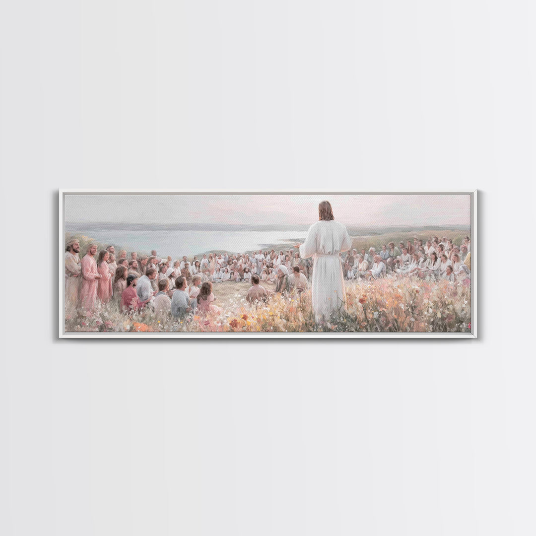 Dawn Of Mercy, Framed Canvas Print, Christian Painting, Panoramic Print, Modern Christian Art, Jesus Wall Art, Christian Christmas