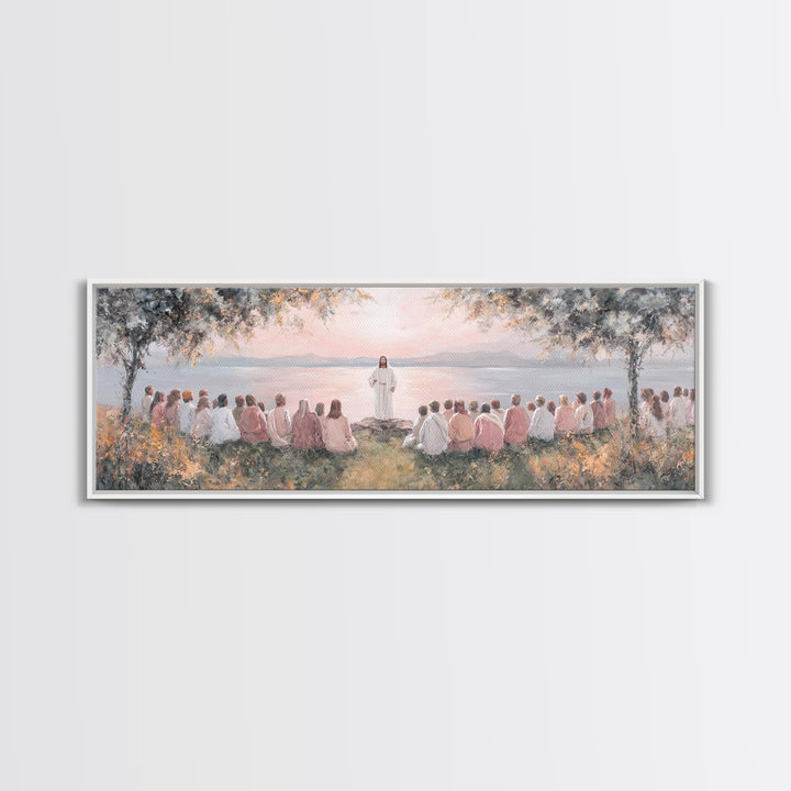 Twilight Of Blessings | Framed Canvas Print | Christian Art Work | Panoramic Art | Jesus Painting Canvas | Christian Christmas Decor | Chri