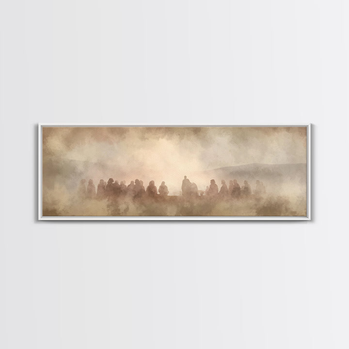 Circle Of Peace, Framed Canvas Print, Christian Decor For Home, Panoramic Painting, Jesus Art Print, Christian Art Canvas, Christmas Art