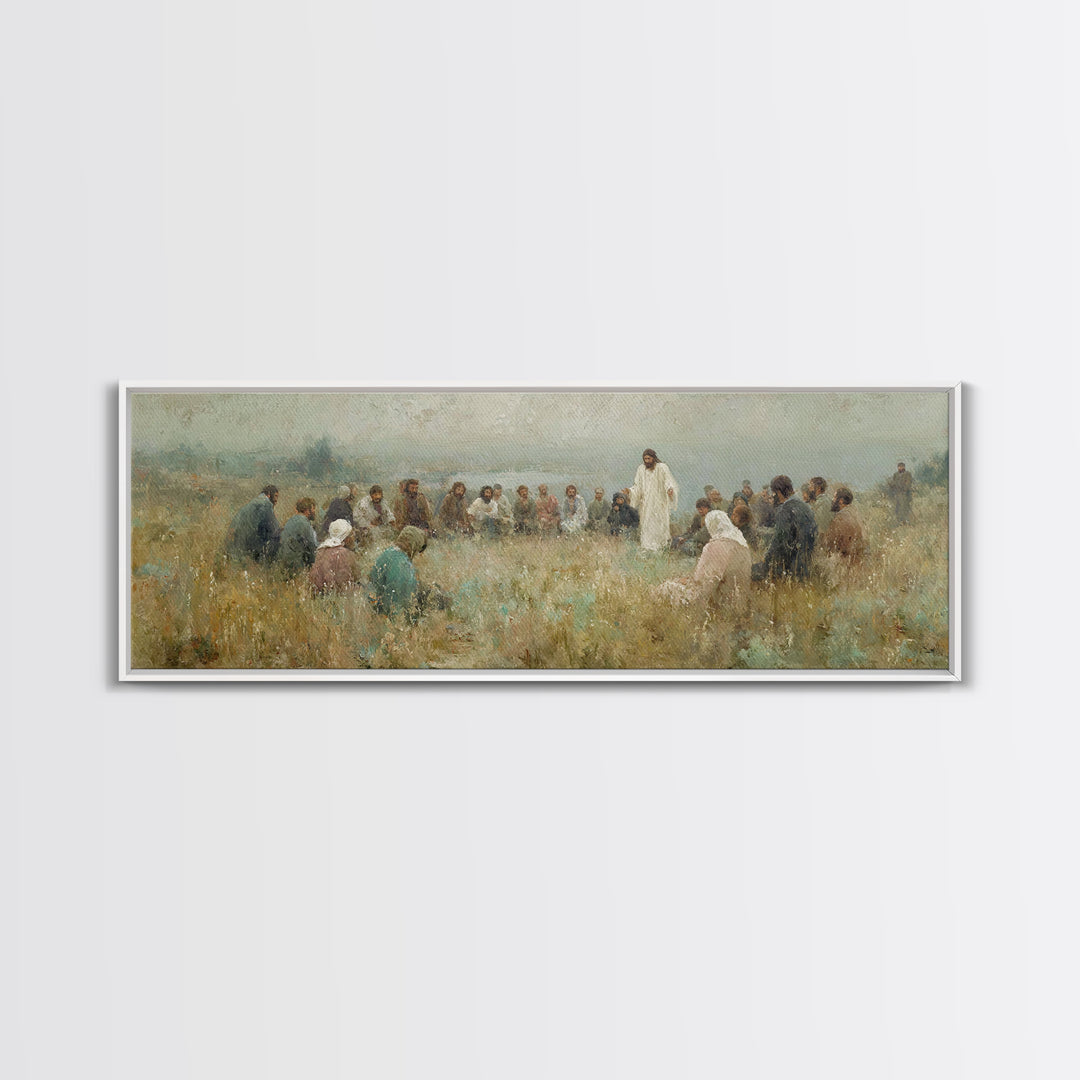 Meadow Circle Peace – Framed Canvas Print – Panoramic Art – Christian Wall Art – Jesus Painting – Christian Art Canvas – Christian Decor