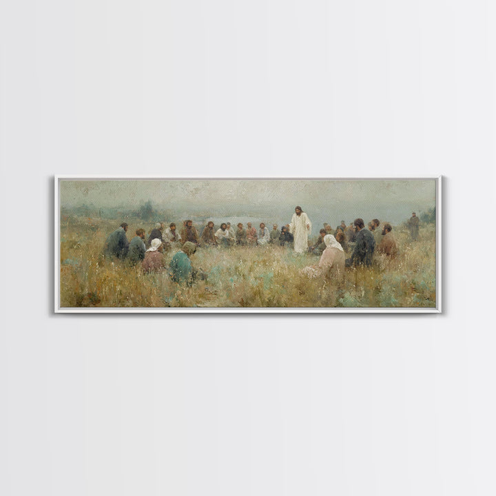 Meadow Circle Peace – Framed Canvas Print – Panoramic Art – Christian Wall Art – Jesus Painting – Christian Art Canvas – Christian Decor