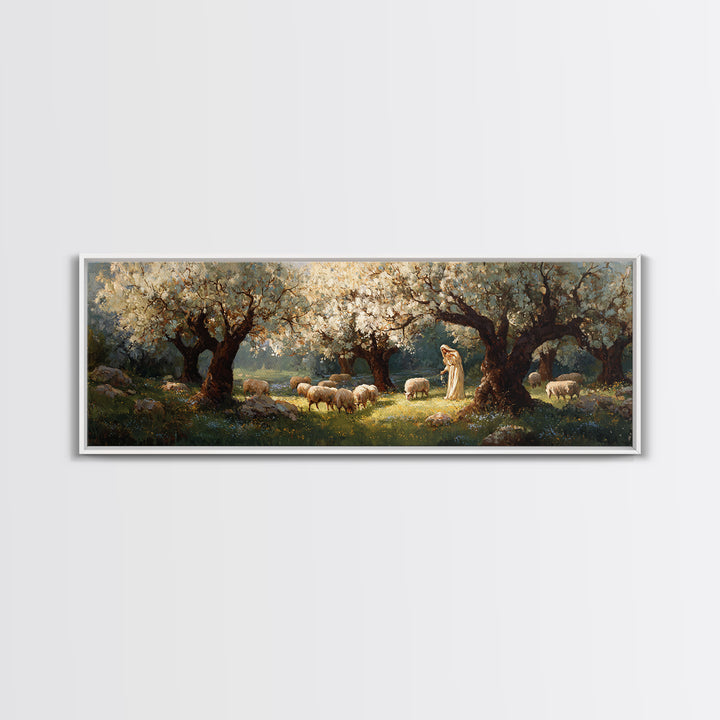 Blossoms Of Guidance | Framed Canvas Print | Panoramic Painting | Christian Art | Jesus Canvas Art | Christian Wall Art | Christian Gift