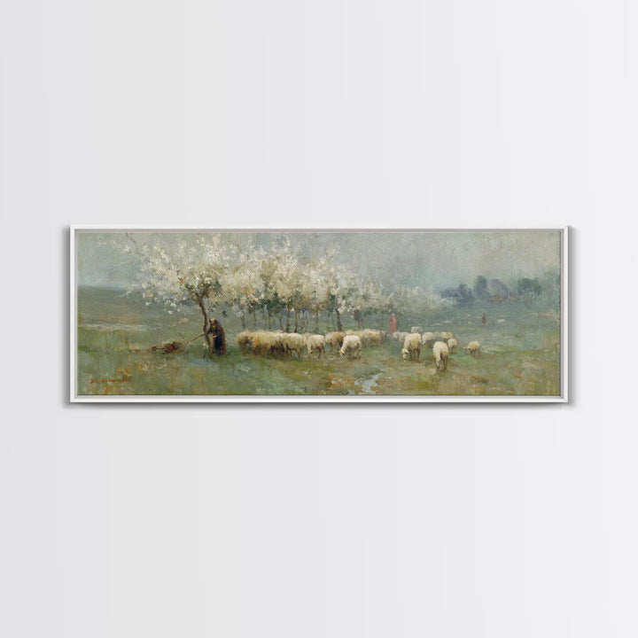 Fields Of Stillness | Framed Canvas Print | Panoramic Frame | Christian Art Work | Jesus Painting Canvas | Christian Decorations | Christia