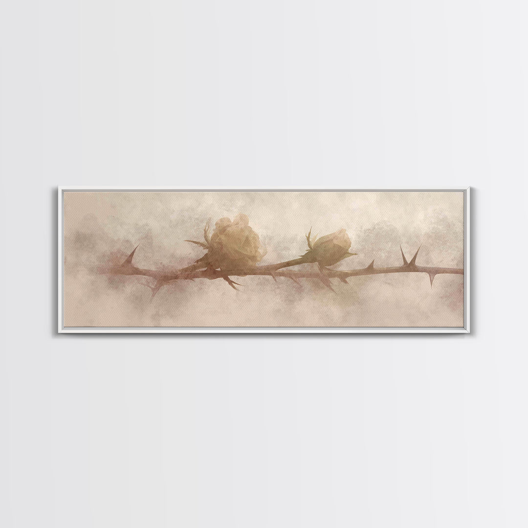 Thorned Mercy Path, Framed Canvas Print, Panoramic Wall Art, Christian Art Canvas, Christian Painting, Modern Christian Art, Christian Wall