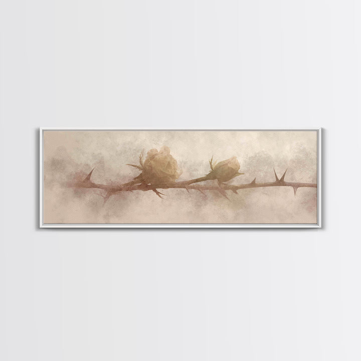 Thorned Mercy Path, Framed Canvas Print, Panoramic Wall Art, Christian Art Canvas, Christian Painting, Modern Christian Art, Christian Wall