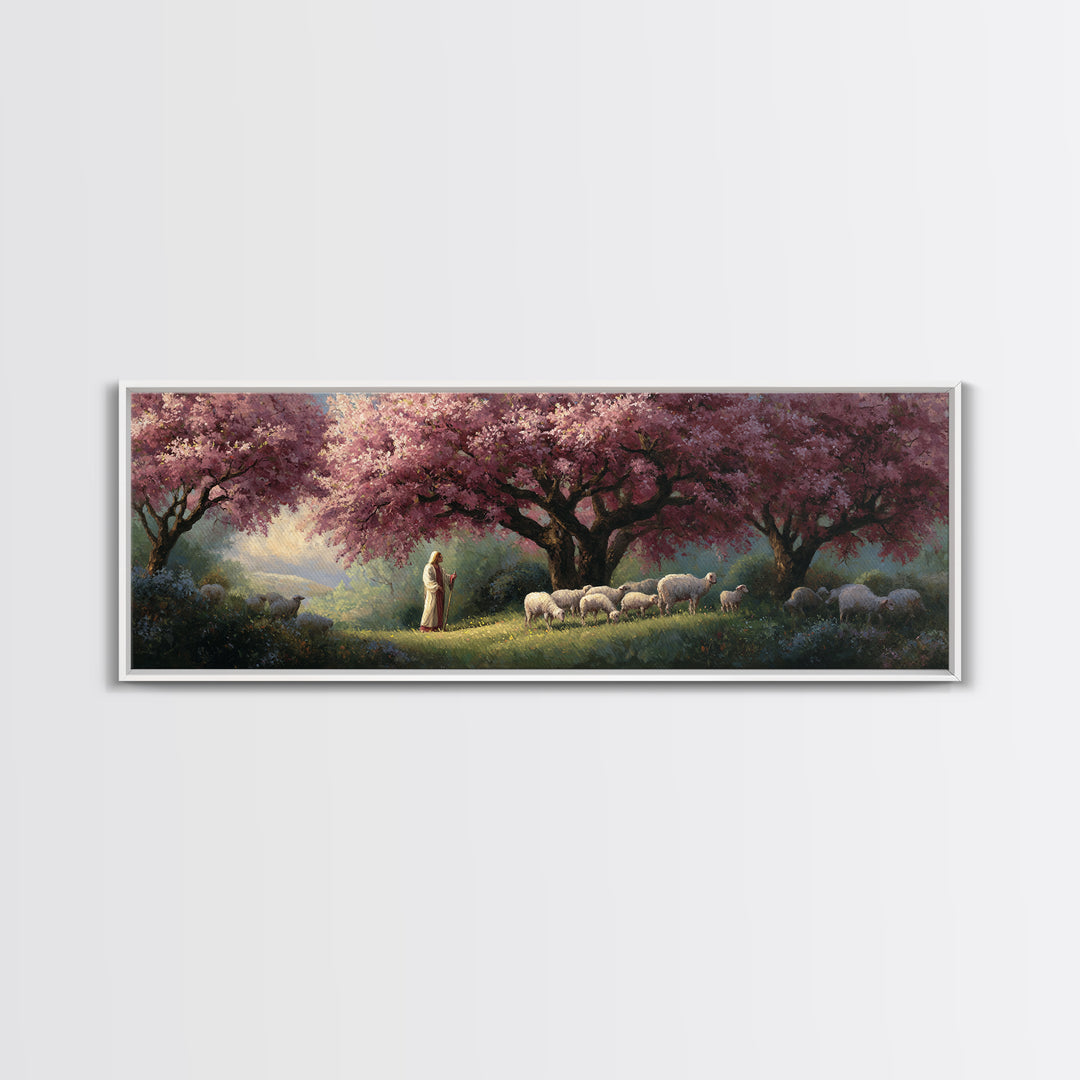 Blossoms Of Grace – Framed Canvas Print – Panoramic Art – Christian Wall Art – Jesus Painting – Christian Art Canvas – Christmas Art